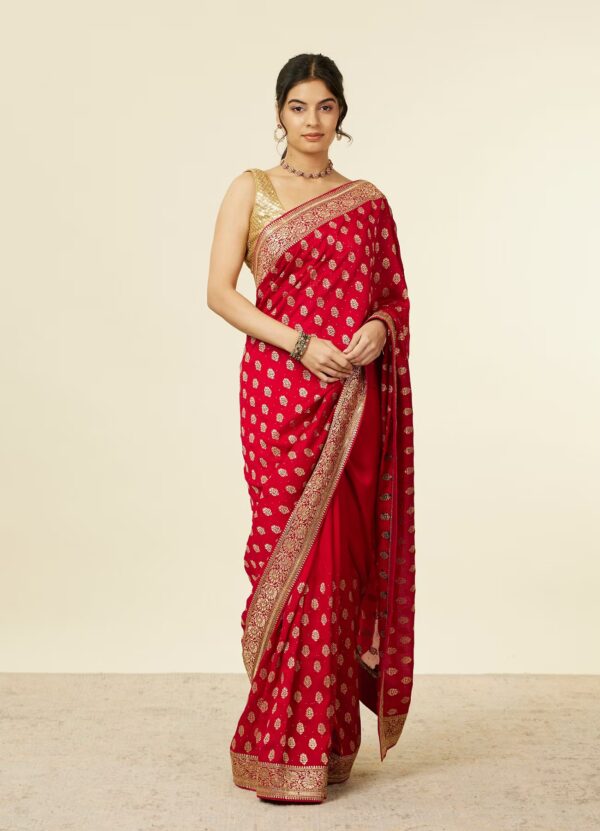 Classic Red Buta Patterned Saree
